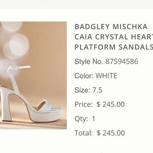 Badgley Mischka White Caia Crystal Heart Platform Sandals